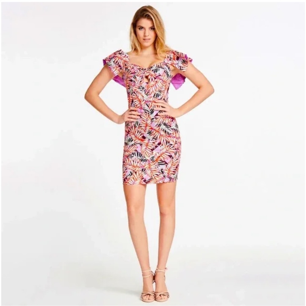 Guess Multicolor Ruffle Sleeve Dress